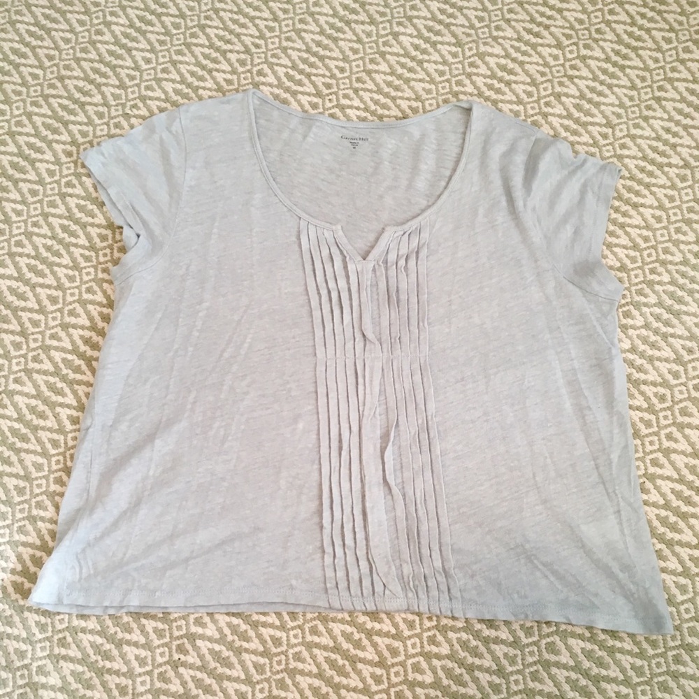 Garnet Hill • Organic Linen • Blue Boxy Sweater